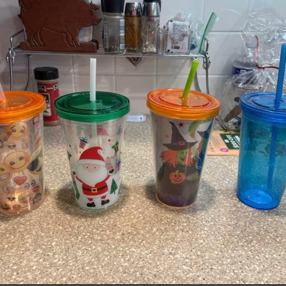 Set of Festive and Fun Tumbler Cups